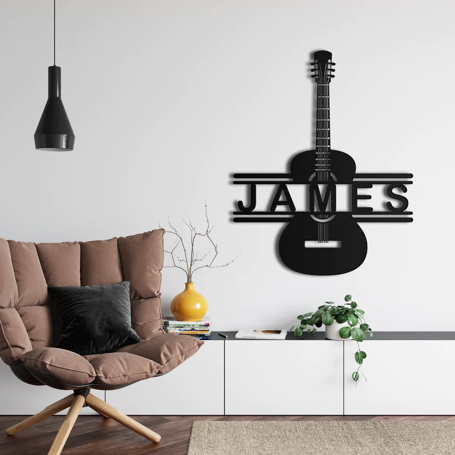 Personalized Guitar Metal Wall Art Customized