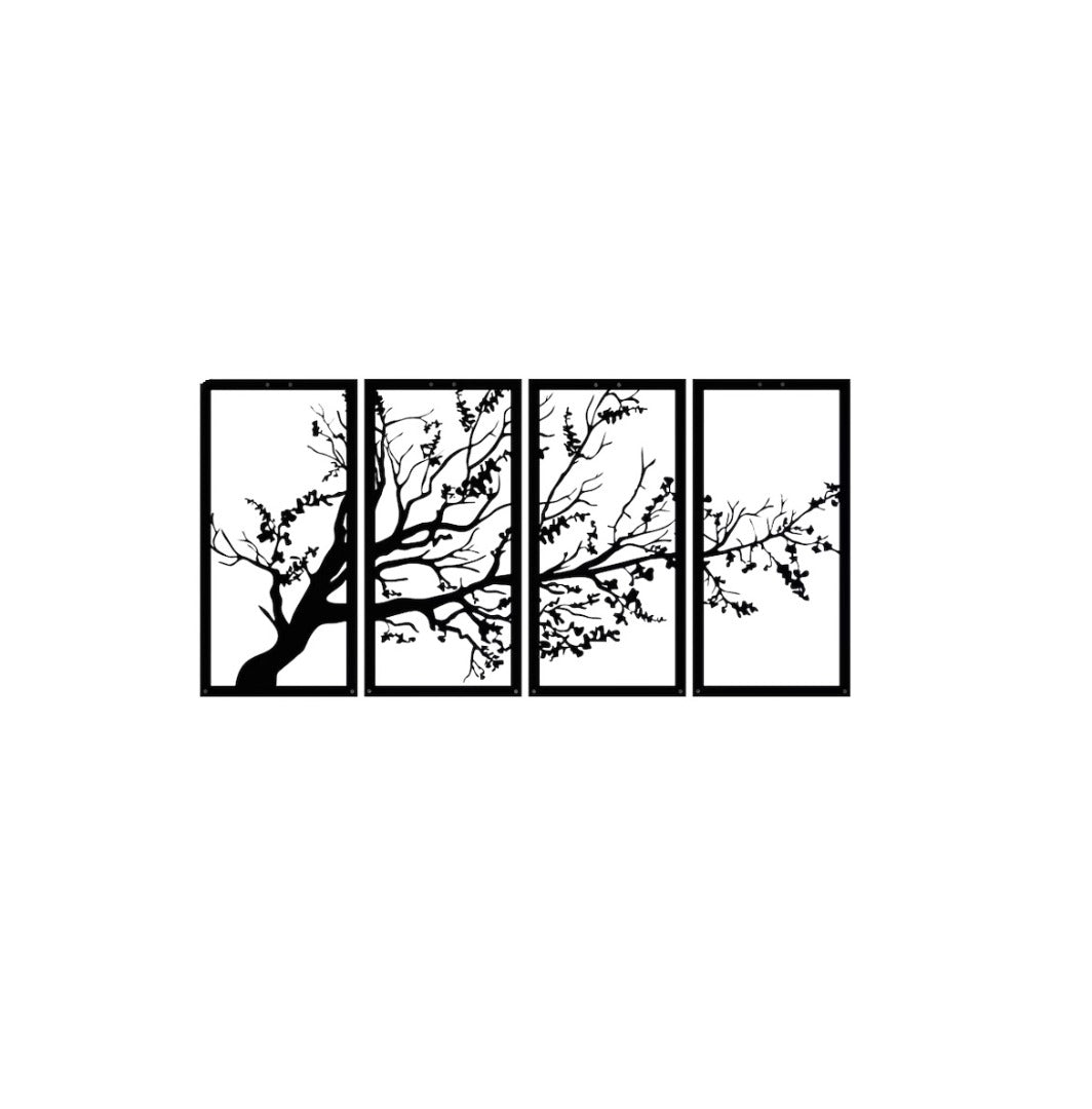 Tree of Life 4 Panels Metal Tree Wall Art - Etgshop LLC