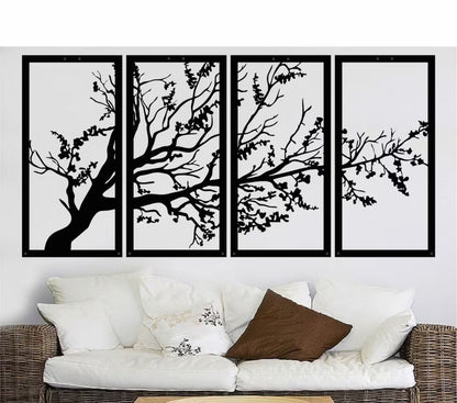 Tree of Life 4 Panels Metal Tree Wall Art - Etgshop LLC